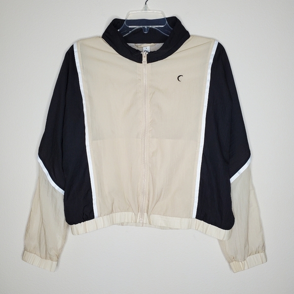 Zyia Active Black Color Block Embroidered Logo Zip Up Windbreaker Jacket - Picture 3 of 9